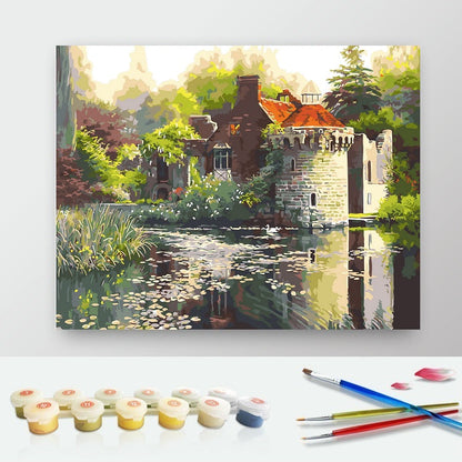 DIY Paint by Numbers Canvas Painting Kit - Castle by The Lake