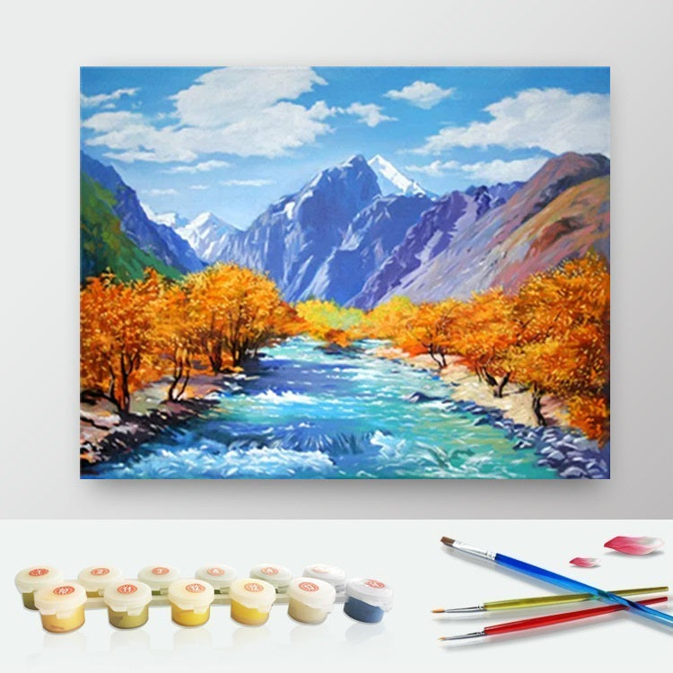 DIY Paint by Numbers Canvas Painting Kit - Autumn by The River