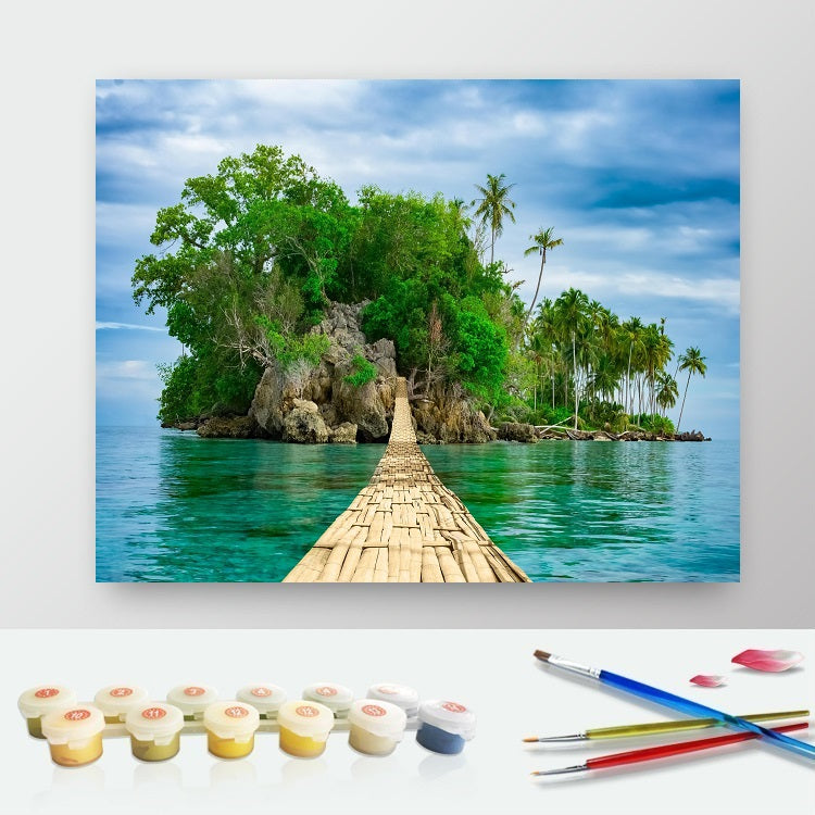 DIY Paint by Numbers Canvas Painting Kit - Ocean Island