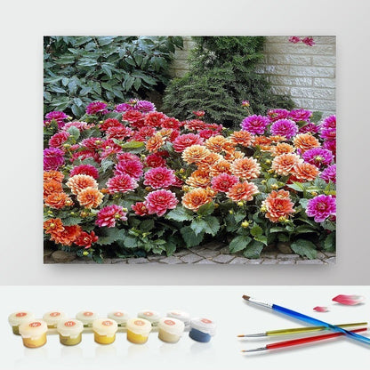 DIY Paint by Numbers Canvas Painting Kit - Dahlia Flowers