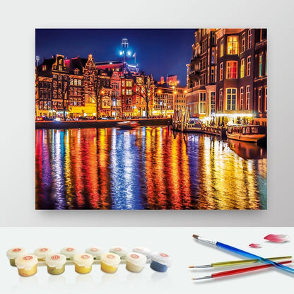 DIY Paint by Numbers Canvas Painting Kit - Amsterdam Lights