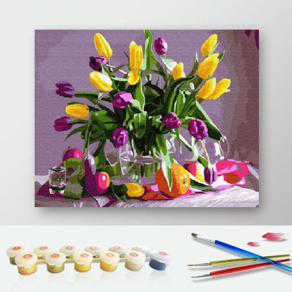 DIY Paint by Numbers Canvas Painting Kit - Colorful Tulips