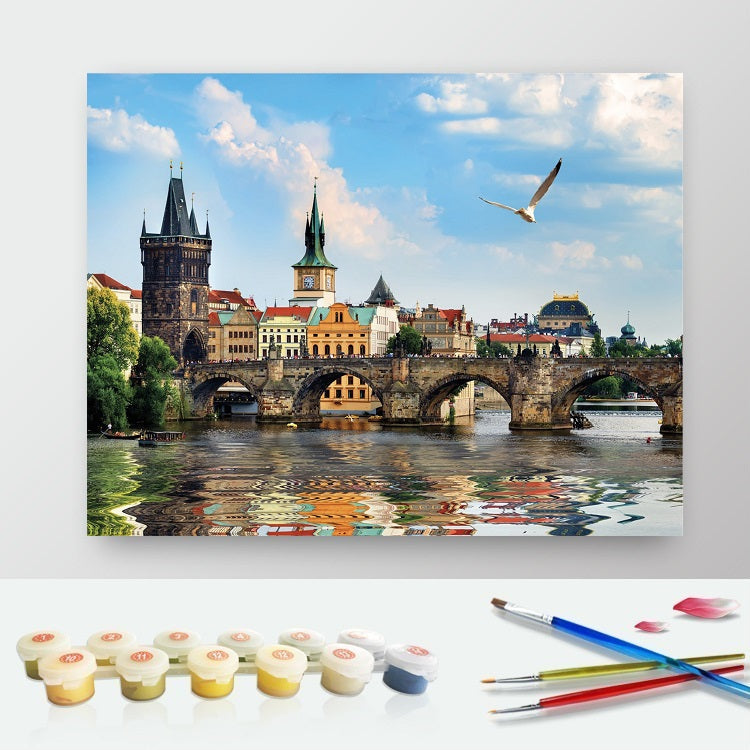 DIY Paint by Numbers Canvas Painting Kit - Charles Bridge Czech