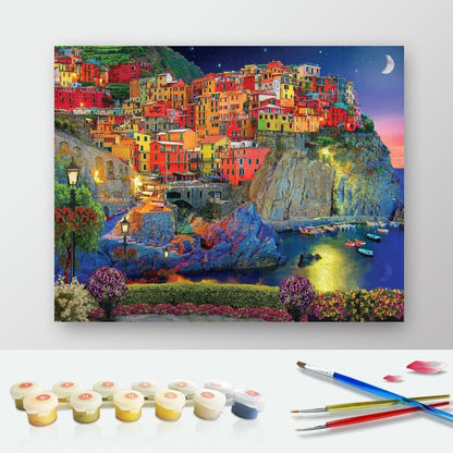 DIY Paint by Numbers Canvas Painting Kit - Cinque Terre Italy