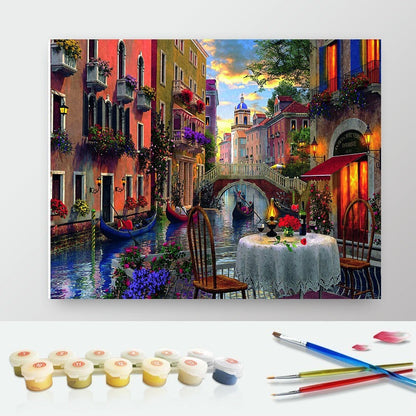 DIY Paint by Numbers Canvas Painting Kit - Dinner in Venice