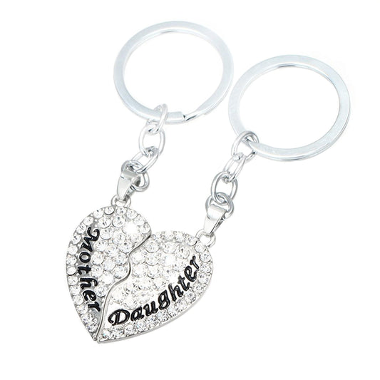 Split Heart Keychain - Set of 2 Mother & Daughter Heart Keychain