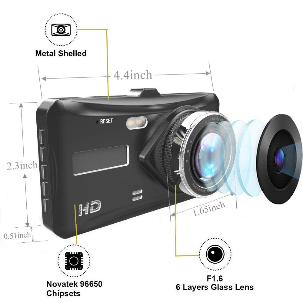 Dual Dash Camera 4" LCD Display