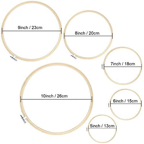 6 Pieces Embroidery Hoops Set Bamboo