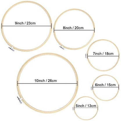 6 Pieces Embroidery Hoops Set Bamboo