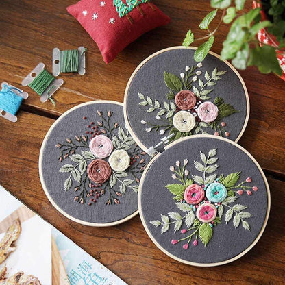 12 Pieces Embroidery Hoops Set Bamboo 6 inch