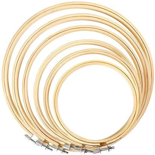 6 Pieces Embroidery Hoops Set Bamboo