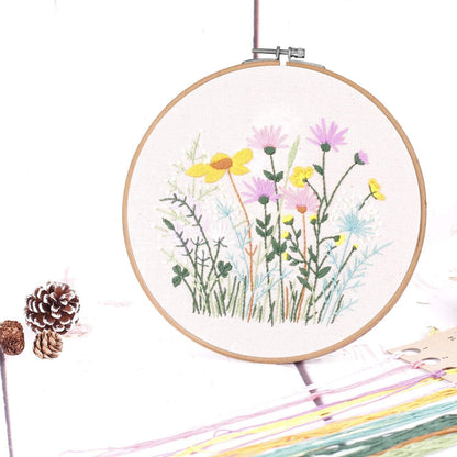 Embroidery Starter Kit with Pattern Flowers Colorful