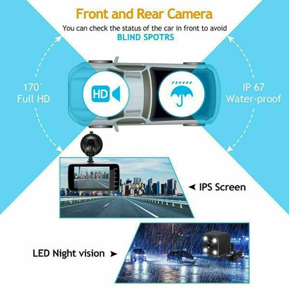 Dual Dash Camera 4" LCD Display