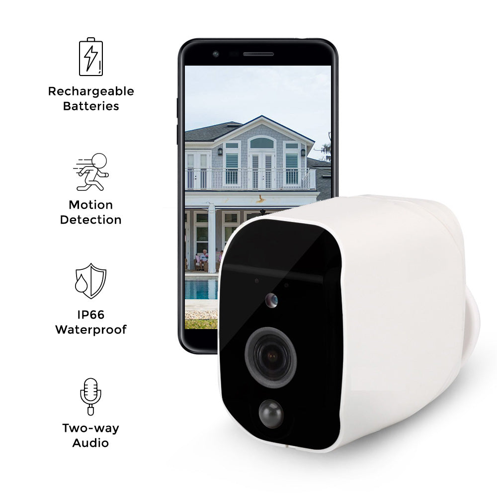 Smart Outdoor Security Camera - Waterproof - Night Vision & Motion Detection - Full HD 1080P - Up to 6 Months Battery Life