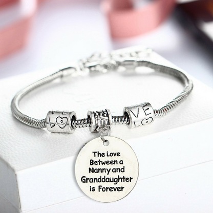 Love Between a Nanny and Granddaughter is Forever Bracelet - Personalized Jewelry Gift - 10’’ Bracelet