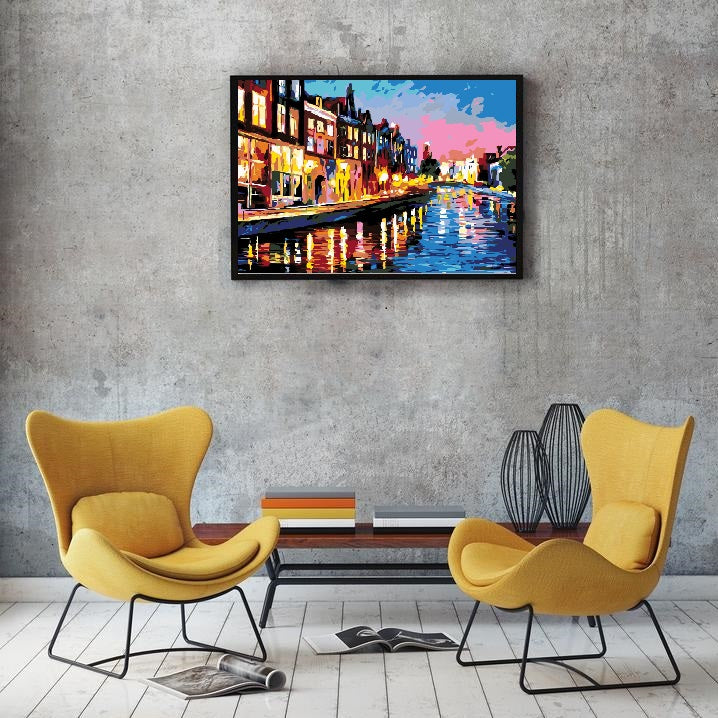 DIY Paint by Numbers Canvas Painting Kit - Sunset by The River