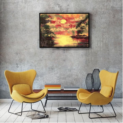 DIY Paint by Numbers Canvas Painting Kit - Crying Sun Sunset