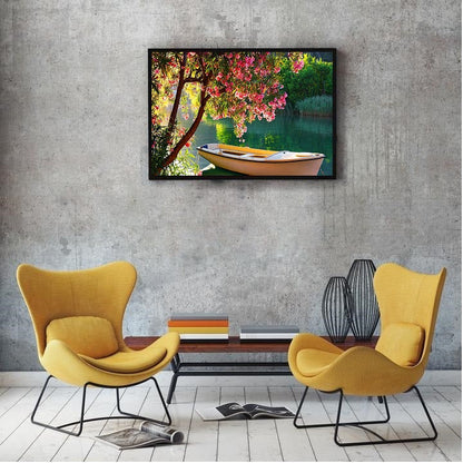 DIY Paint by Numbers Canvas Painting Kit - Sailing Boat Under Blooming Tree