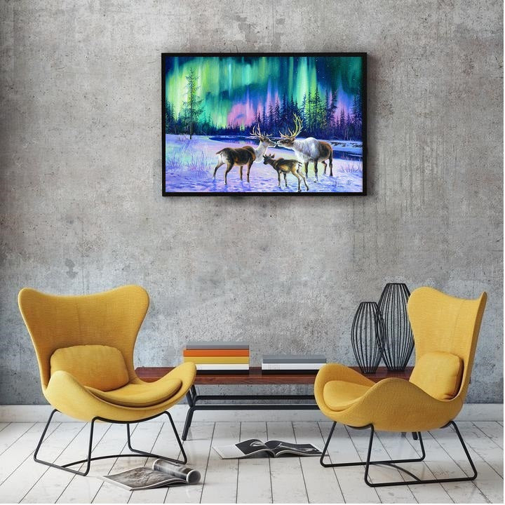 DIY Paint by Numbers Canvas Painting Kit - Deers and Northern Lights