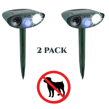 Dog Outdoor Ultrasonic Repeller - PACK of 2 - Solar Powered Ultrasonic Animal & Pest Repellant