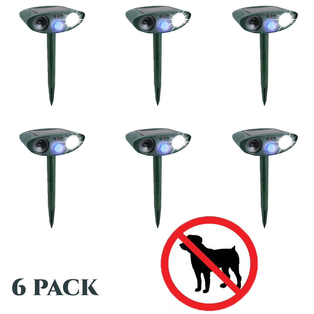 Dog Outdoor Ultrasonic Repeller - PACK of 6 - Solar Powered Ultrasonic Animal & Pest Repellant