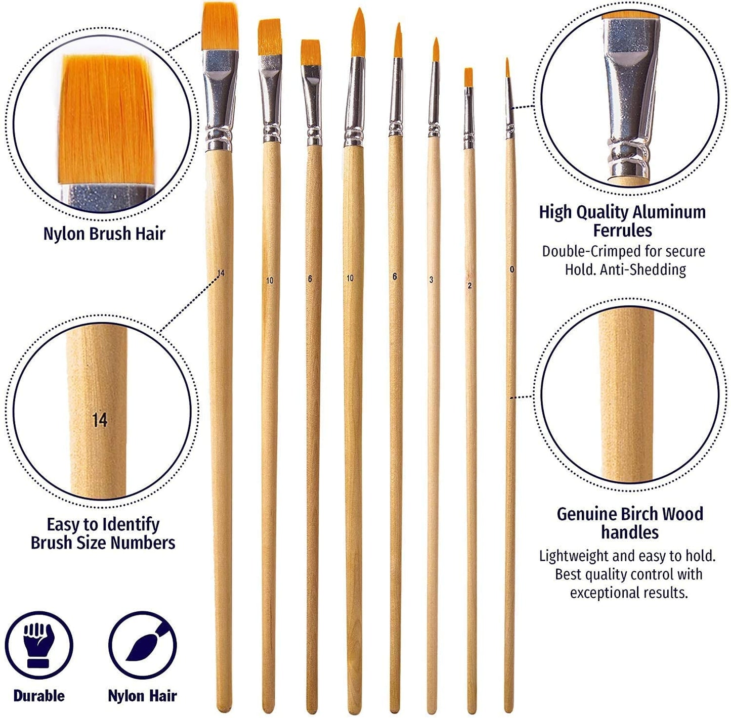 Broad Paint Brushes Set 8pcs