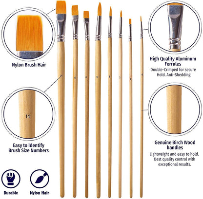 Broad Paint Brushes Set 8pcs