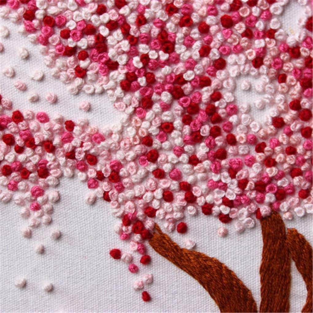 Embroidery Starter Kit with Pattern Pink Blooming Tree