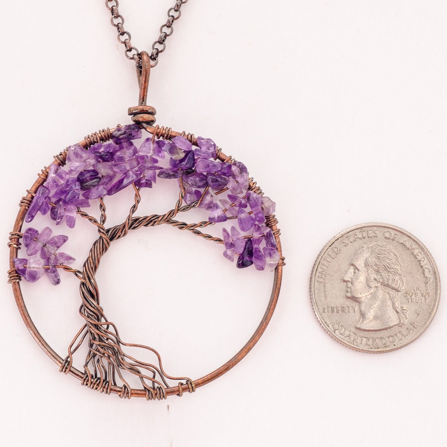 Luvalti Tree of Life - Gemstone Chakra Jewelry Purple Bronze Chain Necklace