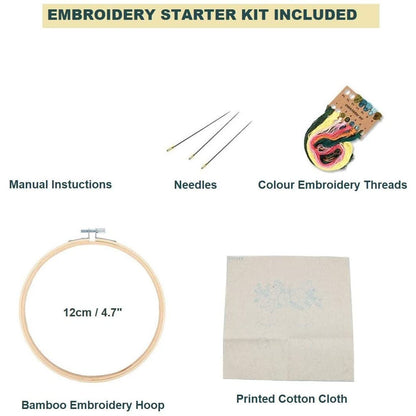 Embroidery Starter Kit with Pattern Unicorn Flowers