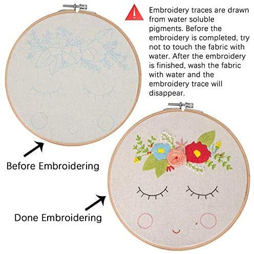 Embroidery Starter Kit with Pattern Unicorn Flowers